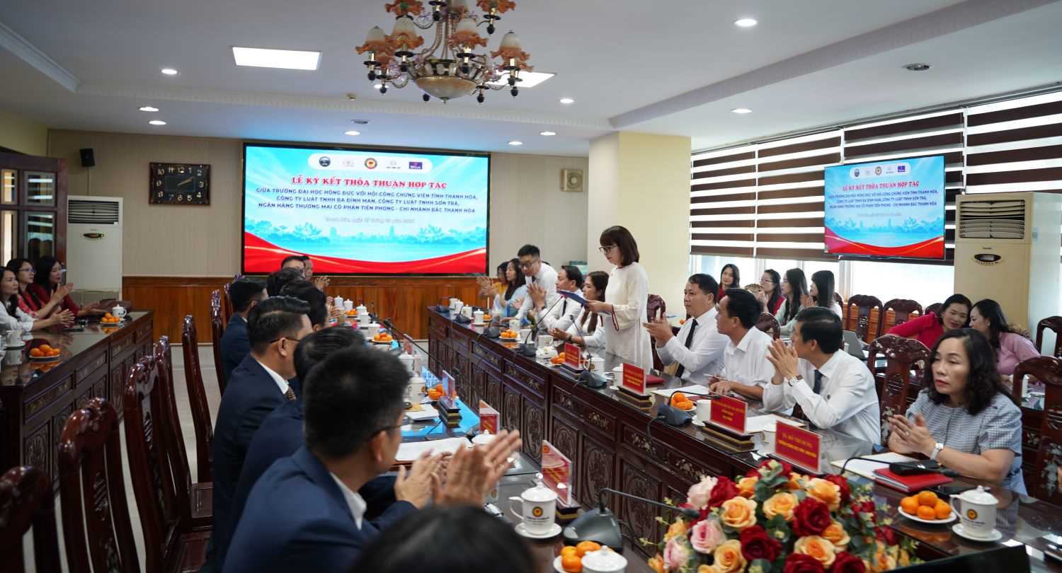 Trường Đại học Hồng Đức ký kết hợp tác với các đối tác trong lĩnh vực pháp lý, công chứng và ngân hàng